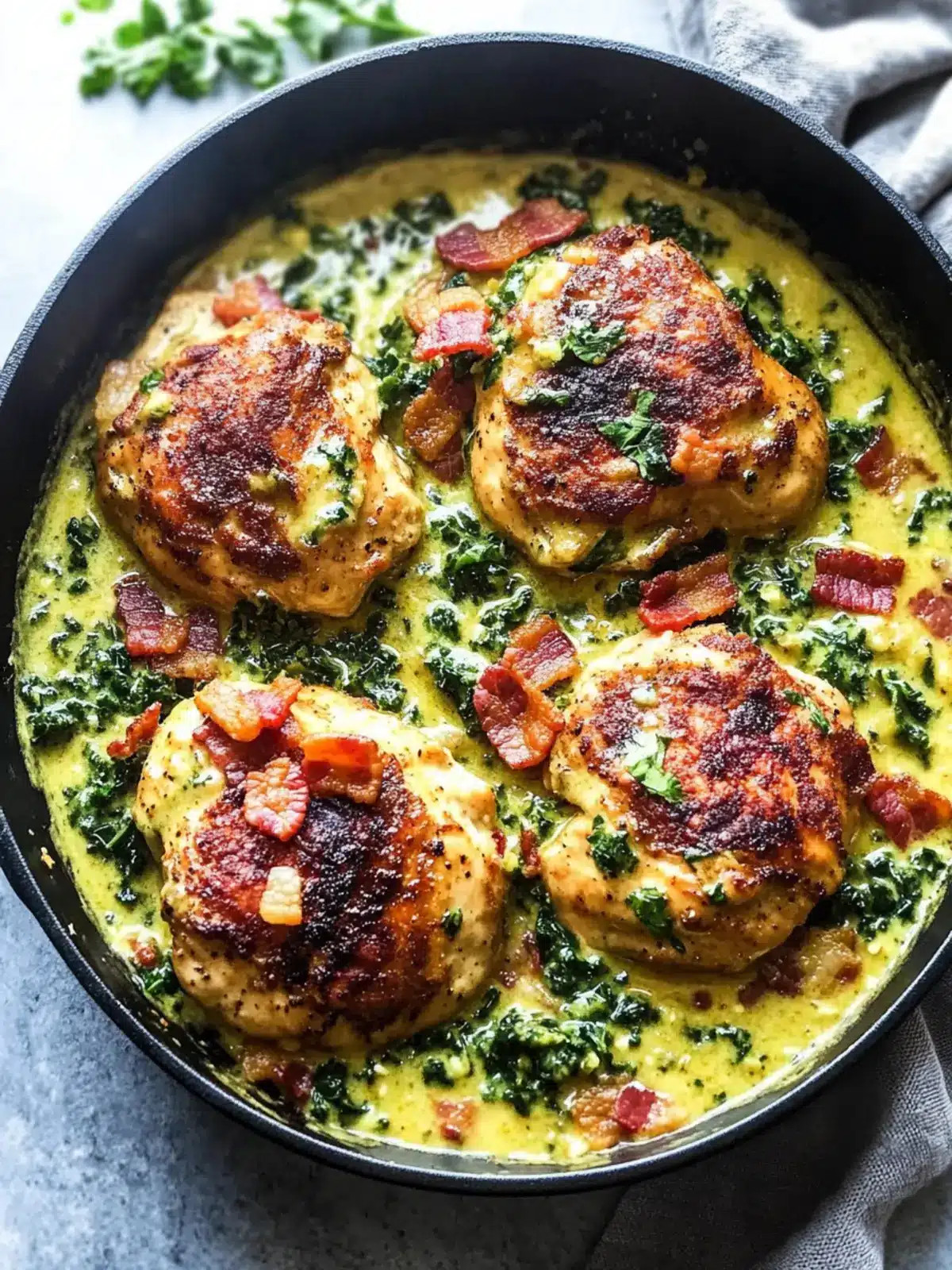 Creamy Mustard Chicken with Bacon and Kale for Flavor Lovers 3 Creamy Mustard Chicken with Bacon and Kale {Paleo, Whole30