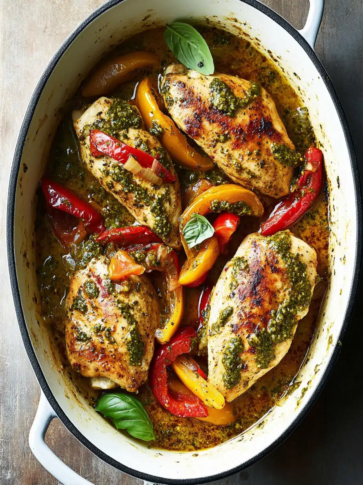 Savory Pesto Chicken with Peppers for a Comforting Dinner 3 Pesto Chicken with Peppers