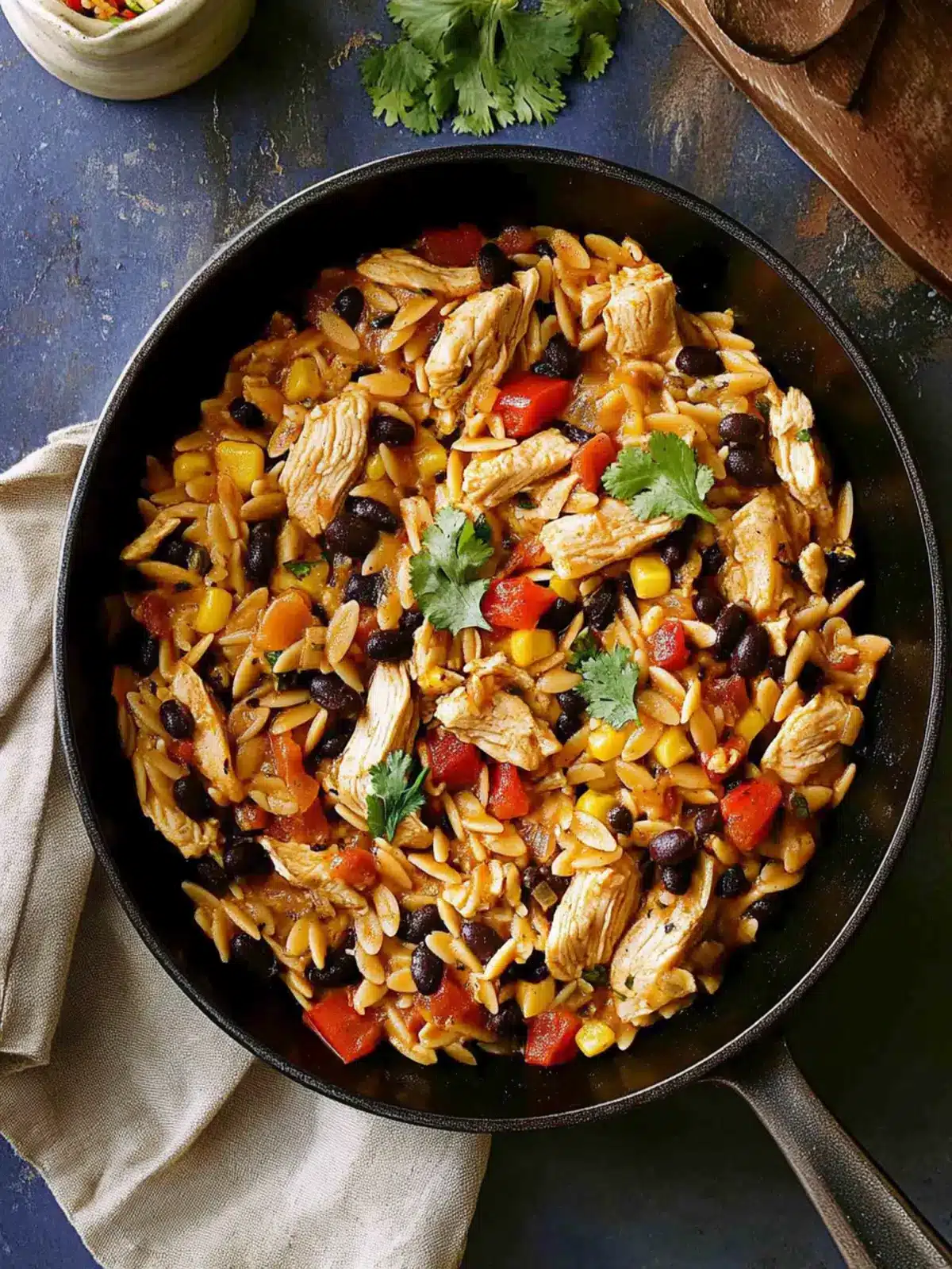 Savory Southwestern Chicken Orzo and Black Bean Skillet Joy 5 Southwestern Chicken Orzo and Black Bean Skillet