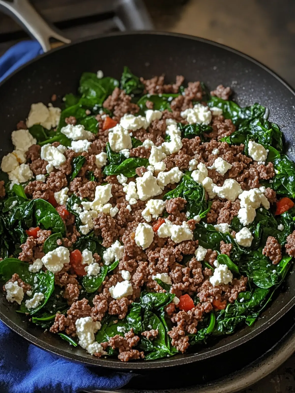 Savor a Ground Beef and Spinach Skillet with Feta Tonight 5 Ground Beef and Spinach Skillet with Feta