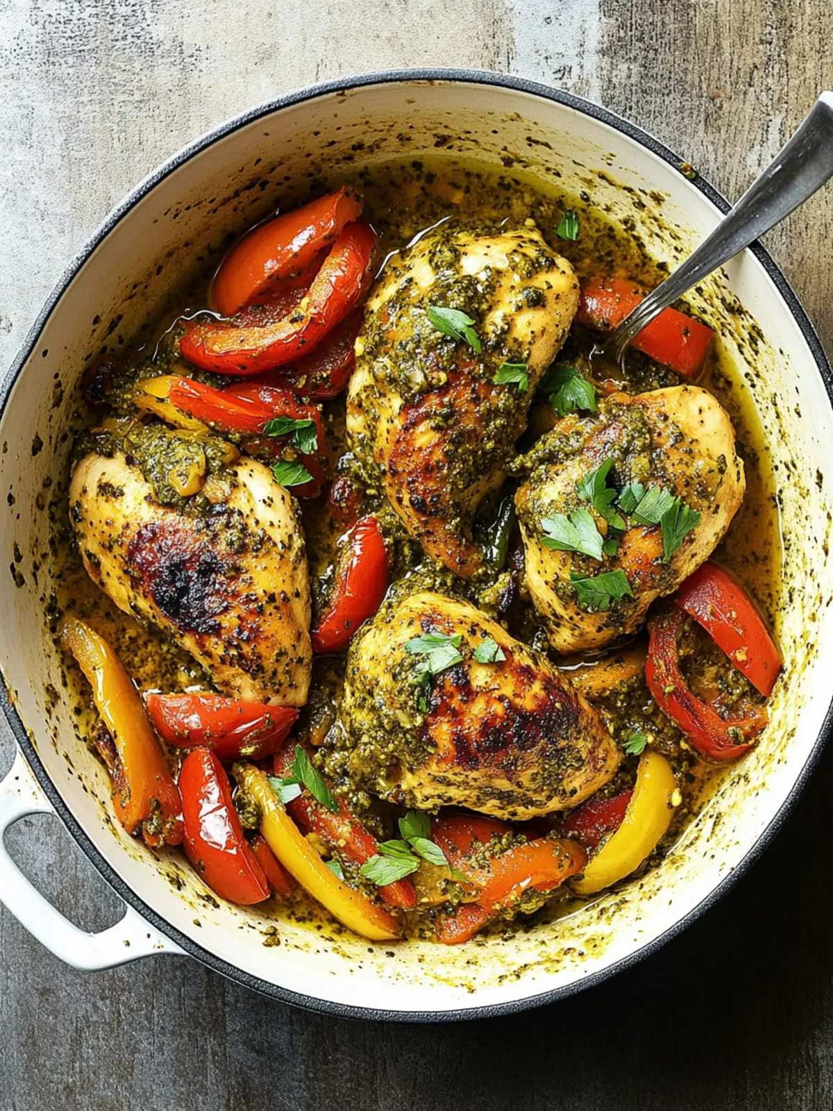 Savory Pesto Chicken with Peppers for a Comforting Dinner 5 Pesto Chicken with Peppers