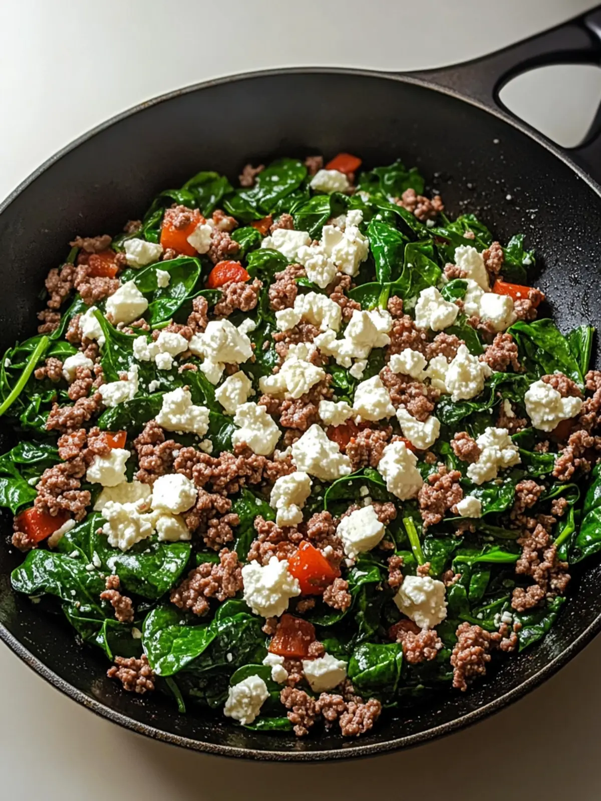 Savor a Ground Beef and Spinach Skillet with Feta Tonight 4 Ground Beef and Spinach Skillet with Feta