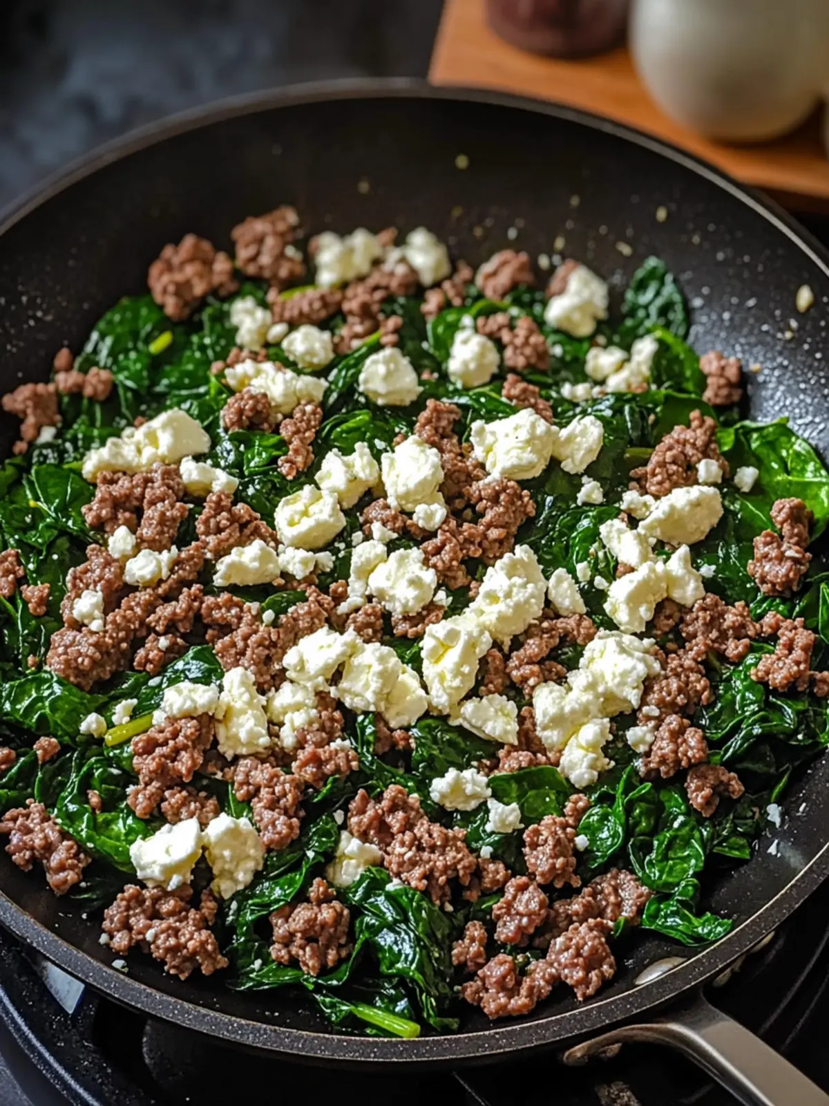 Savor a Ground Beef and Spinach Skillet with Feta Tonight 3 Ground Beef and Spinach Skillet with Feta