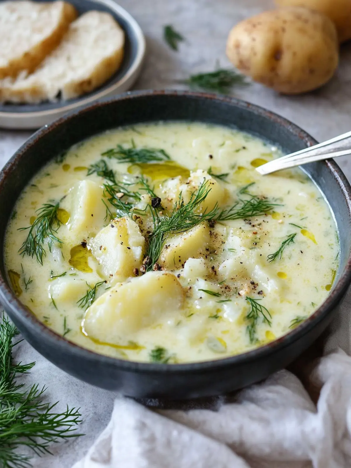 Chunky Potato Dill Soup with Cashew Cream Bliss 3 Chunky Potato Dill Soup