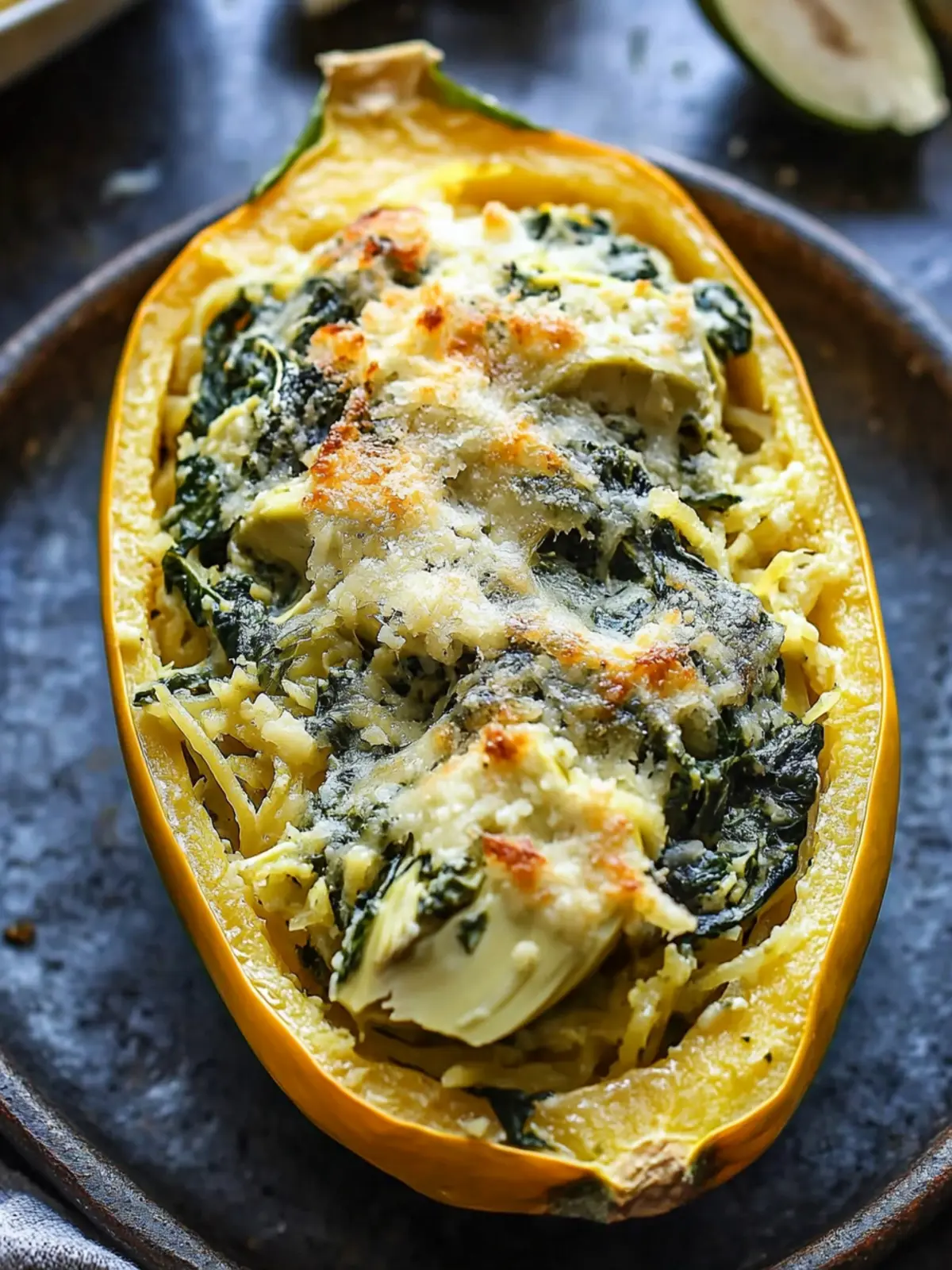 Spinach and Artichoke Stuffed Spaghetti Squash Delight 2 Spinach and Artichoke Stuffed Spaghetti Squash