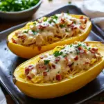 Savor Chicken-Bacon Ranch Spaghetti Squash Boats Tonight 7 Chicken-Bacon Ranch Spaghetti Squash Boats