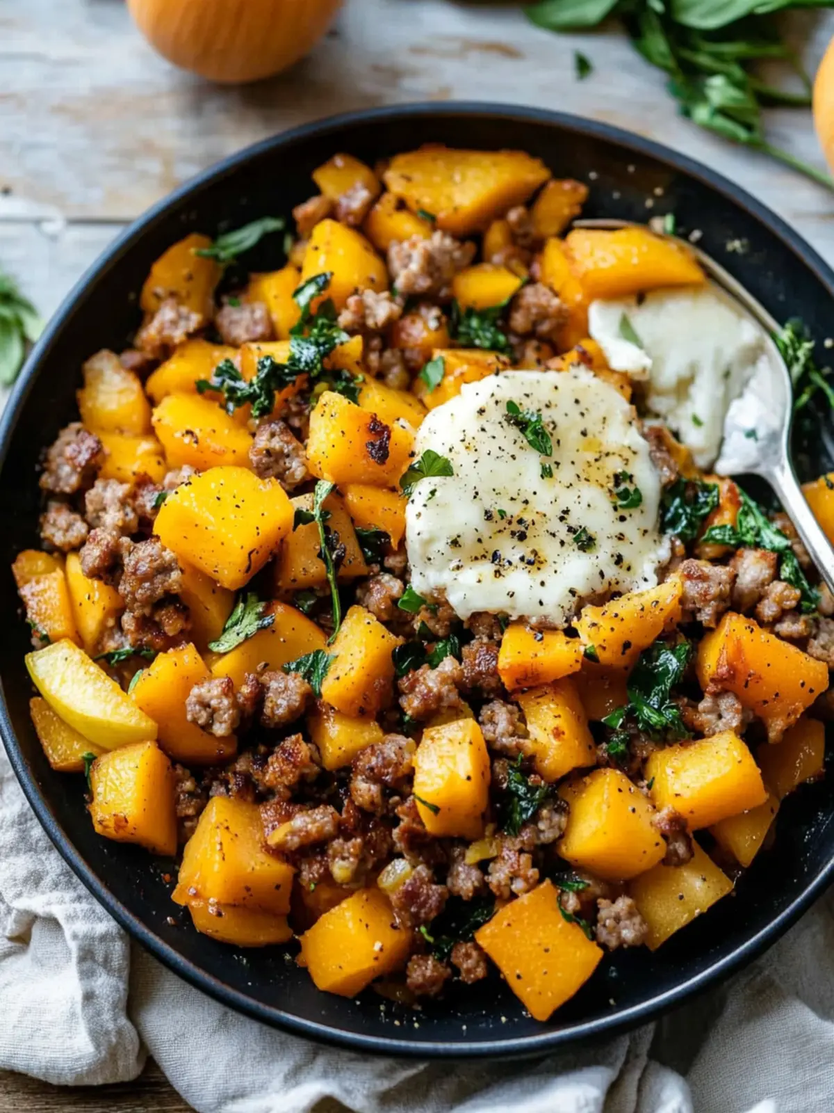 Savory Butternut Squash and Apple Hash with Sausage Delight 4 Butternut Squash and Apple Hash with Sausage