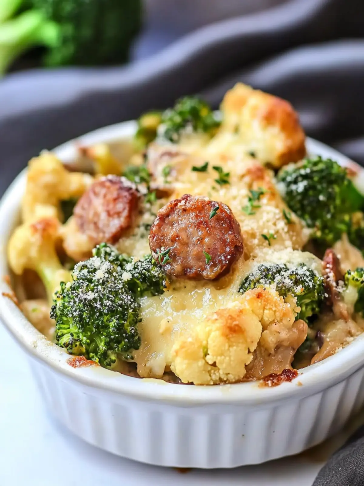 Keto Broccoli and Cauliflower Au Gratin With Sausage Delight 5 Keto Broccoli and Cauliflower Au Gratin With Sausage