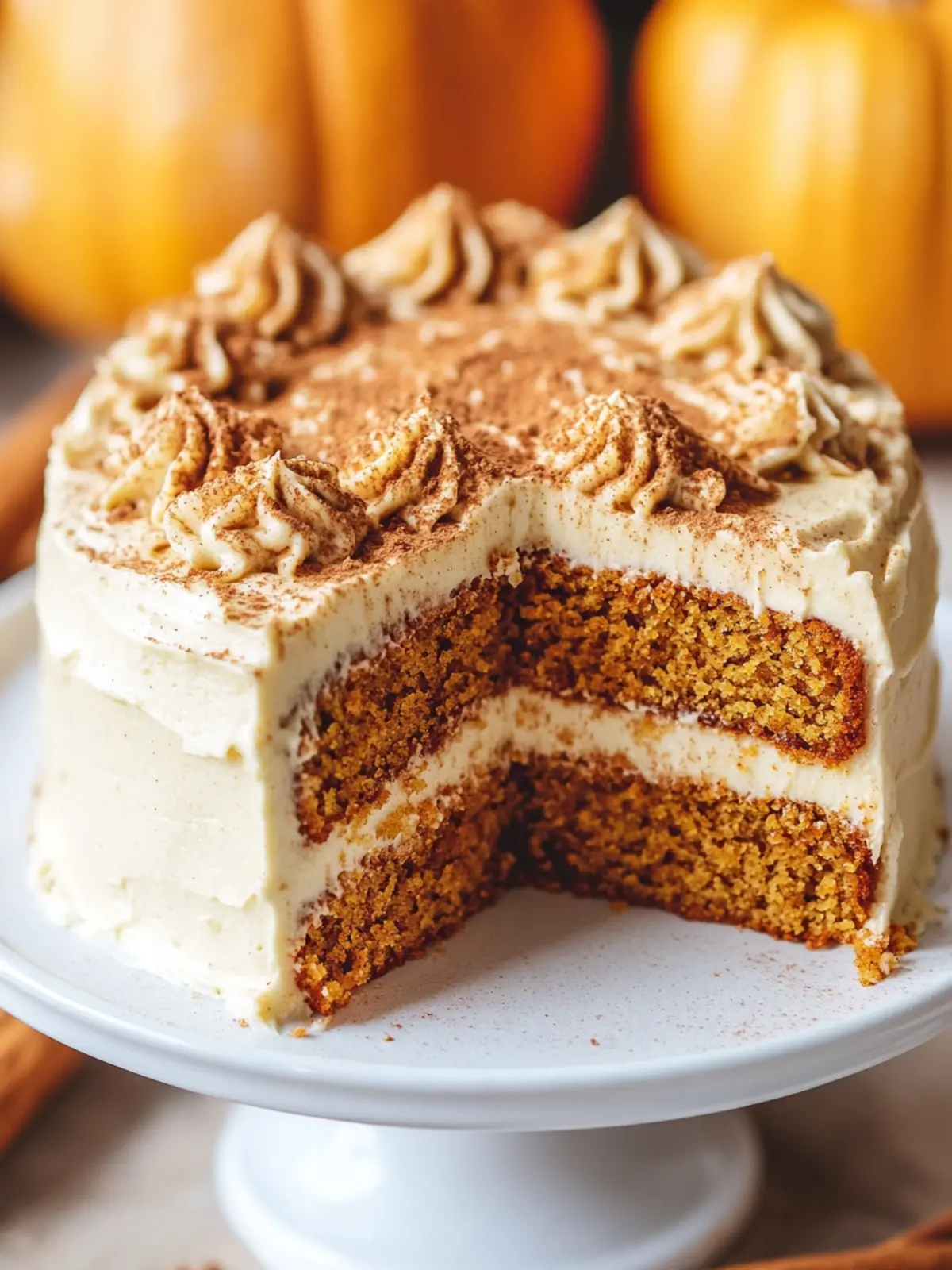 Delicious Pumpkin Cake with Cinnamon Cream Cheese Frosting 3 Pumpkin Cake with Cinnamon Cream Cheese Frosting